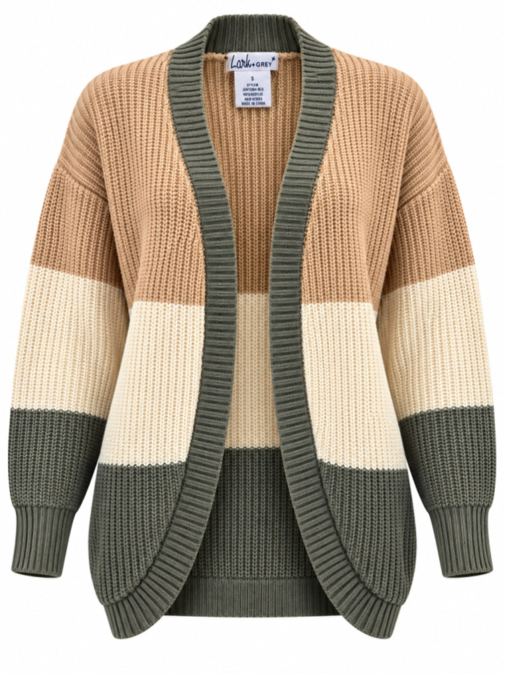 Women's Lark & Grey Colorblock Cardigan Sweater Size S Beige Green
397
